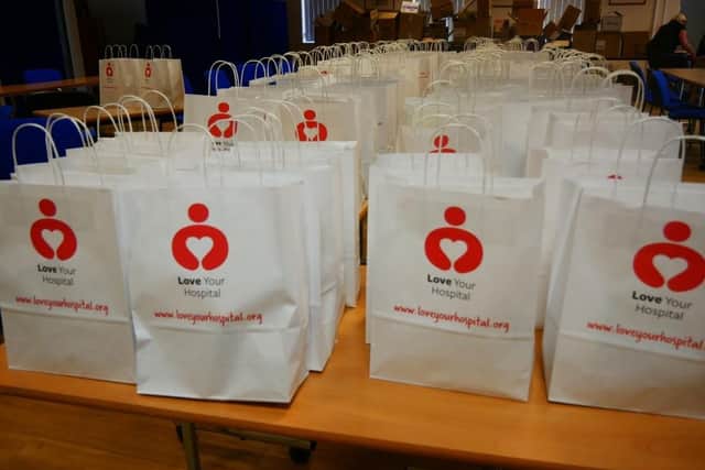 Some of the care packs for staff