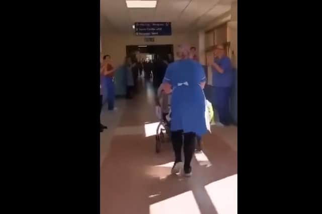 A heart-warming video has been shared from St Richard's Hospital, showing the first young patient to be discharged from hospital after recovering from coronavirus