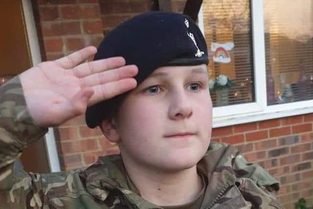 Alfie Sergeant saluting the NHS SUS-200416-144452001