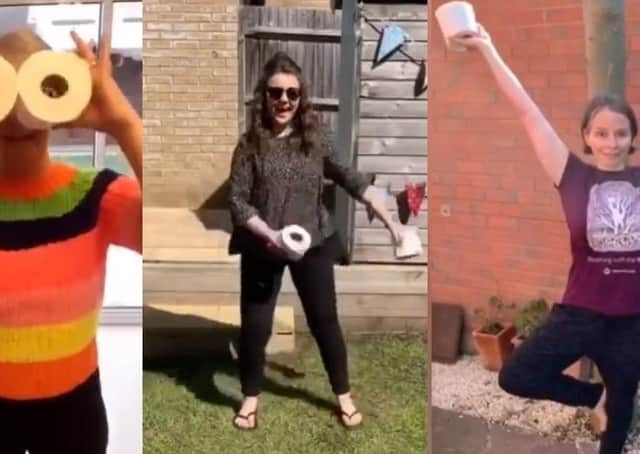 Still images from the loo roll challenge