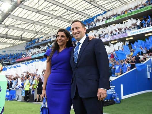 Tony Bloom and his wife Linda at the Amex stadium