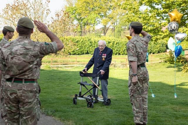 Captain Tom Moore (99), who has raised millions of pounds for the NHS by doing laps of his home