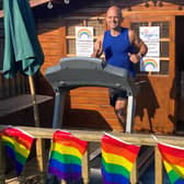 Richard Saunders was due to run the Brighton Marathon on Sunday but instead completed it on a treadmill at home