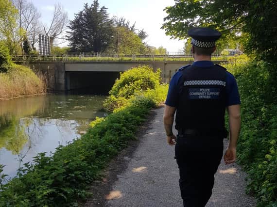 Police officers patrolled the area on Monday afternoon but 'no issues' were seen. Photo: Chichester Police