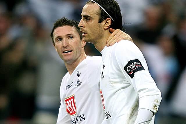 Dimitar Berbatov celebrates a goal with team-mate Robbie Keane in his Spurs days / Picture: Getty