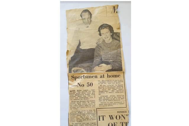 Briand featured with wife Gillian in the Eastbourne Herald's Sportsmen at home section in 1959