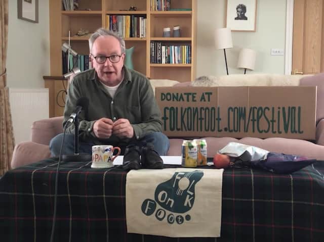 Matthew Bannister broadcasting from home for the Folk on Foot Front Room Festival