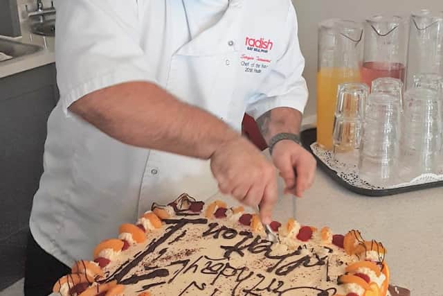 Chef Sergio Terrasini creating the Walberton Place birthday cake vG0fxtlF2jOjdsVRIqwm