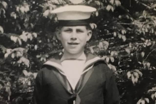 John Richards in his Sea Cadet uniform, a photo taken just after the Second World War had ended