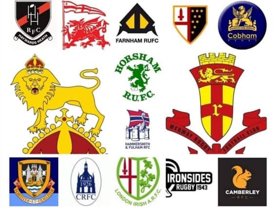The club badges of the sides Horsham will face next season
