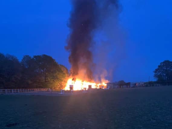 The large fire destroyed Lauren's barn. Picture: Lauren Sapsted