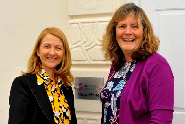 Safe in Sussex chief executive Sharon Howard, right, with Sussex police and crime commissioner Katy Bourne at Amber House in Littlehampton. Picture: Steve Robards SR1906381