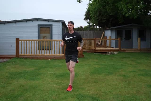 Rob will attempt to run 26.2 miles round his garden for the third and final part of the challenge