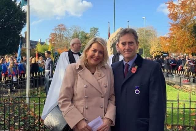 Mims Davies MP with Sir Richard Kleinwort at Armistice Day Commemorations 2019