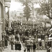 The VE Day crowd outside Worthing Town Hall in 1945. Pictures: West Sussex Record Office