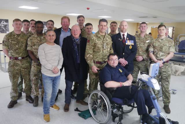 Steve Boylan with actor Christopher Timothy and colleagues from the Royal Engineers