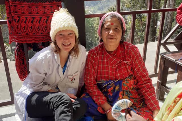 Becca spent time with the female leprosy patients and loved having the opportunity to teach them how to knit. She found it inspiring to see the women get excited by something so simple. This lady knitted the hat for her in one evening.