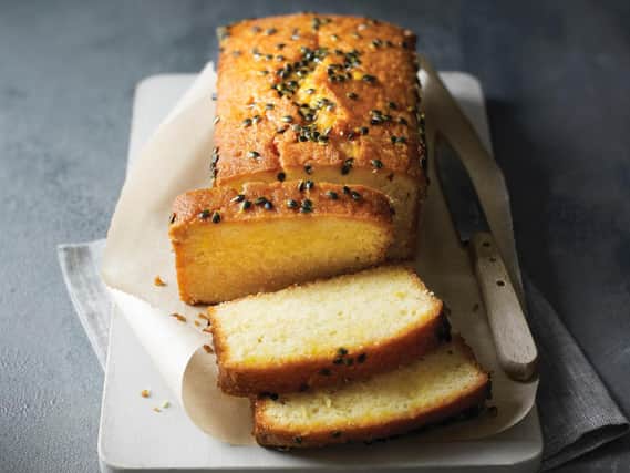 Passion fruit drizzle cake