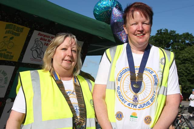 Jenny Theobald, left, president Burgess Hill and District Rotary Club in 2017, and Sarah Dorrington, president Burgess Hill District Lions Club in 2017 Photo by Derek Martin SUS-170406-152935008