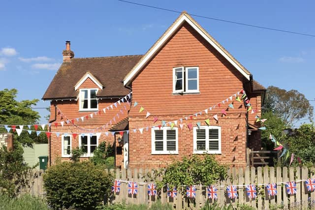 Chris Steibelt shared this picture of his house in Stedham covered in red, white and blue bunting for VE Day