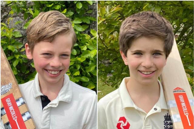 William Holmes and Fred Clements are running a cricket half-marathon in their back gardens to raise money for NHS Charities Together and Chance to Shine