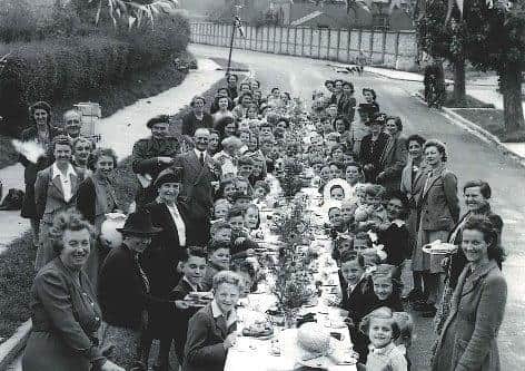 Street party in Chichester celebrating VE Day in 1945