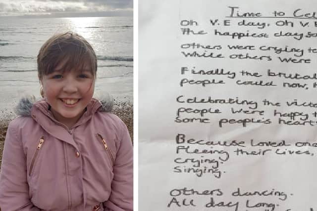 Keira Lee, 10, from Worthing, wrote a poem for VE Day