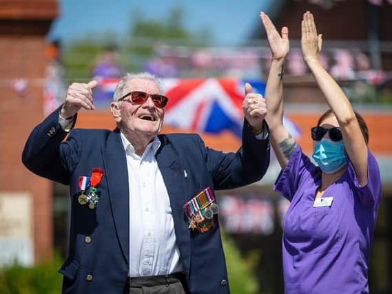 Care for Veterans residents in Worthing were honoured with a Spitfire flypast on VE Day