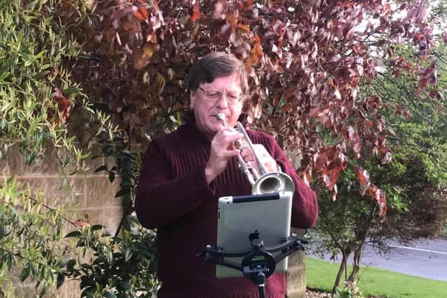ForColonel Tom Moore's 100th birthday, local musicians in Felpham sang Happy Birthday,Well Meet Again and Youll Never Walk Alone, with instruments including, acello, guitar, trumpet, euphonium andflute. Photo: Kate Stewart