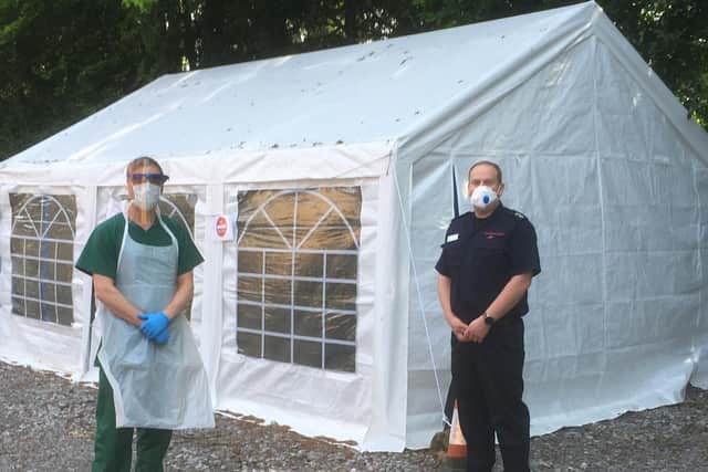 Dr Paul Fludder (left) said two tents have been set up outside the surgery, one for Covid-19 patients and the other for people who are showing unrelated symptoms