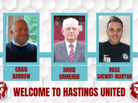 The new directors, either side of the new club president / Picture: Hastings United FC