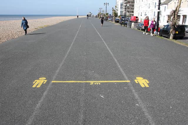There are already social distancing markers on Worthing seafront