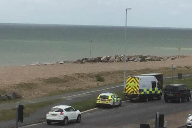 Bomb disposal team at the scene. Photo by Sarah E Parker