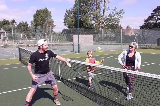 The Minett family were first on court at Fishbourne Tennis Club