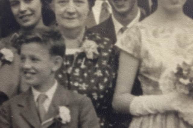 Alf Heath, rear, with family, including his mum and son David the front