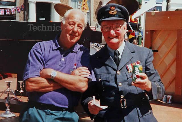 Alan Woolven, right, on VE Day 1995 SUS-200513-154717001