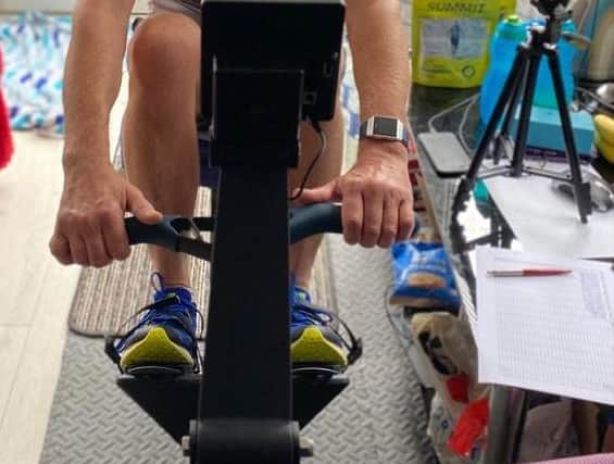 Neal Marsh rowing at home to raise money for NHS Charities Together