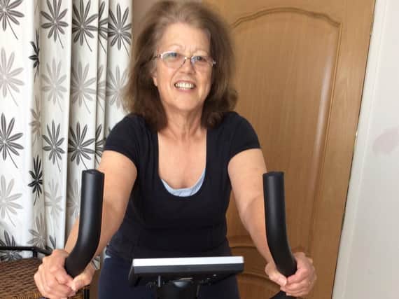 Sue Burriss will attempt to virtually cycle the distance of all 69 cities in the UK, from home, before she turns 70 next May