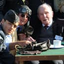 Johnny Johnson with re-enactors during his visit to Shoreham in 2013. Picture: Stephen Goodger S36760H13