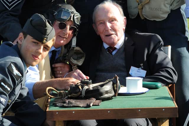 Johnny Johnson with re-enactors during his visit to Shoreham in 2013. Picture: Stephen Goodger S36760H13