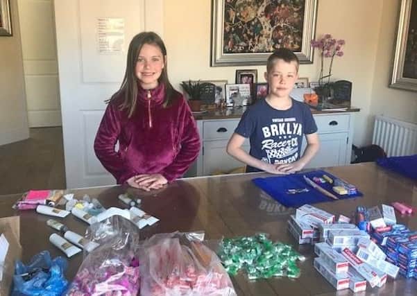 The children of Collyer's teacher Dibby Whale have made care packages for staff at The Princess Royal Hospital in Haywards Heath