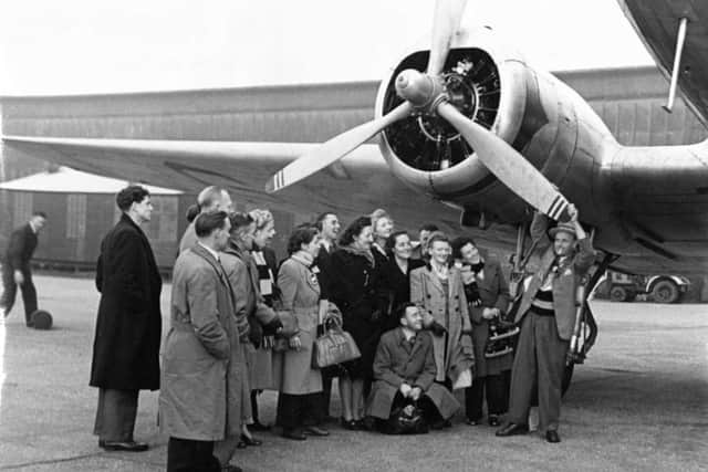 Boarding a flight to Nottingham 1948