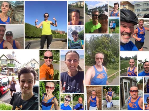 A collage put together by Jack Penfold of some of the 74 Tone Zoners who ran the Bognor Prom 10k route