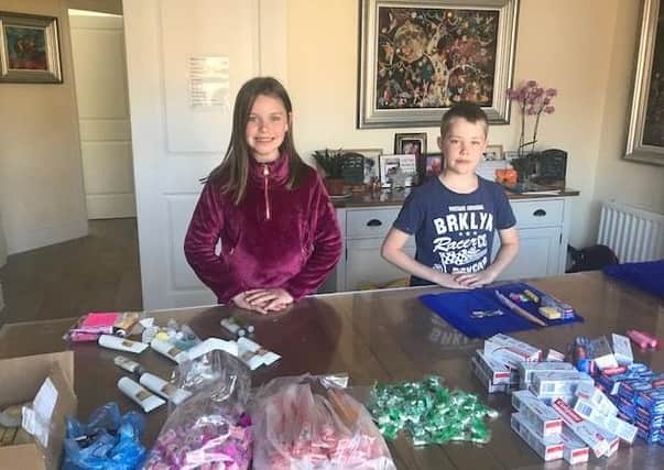 The children of Collyer's teacher Dibby Whale have made care packages for staff at The Princess Royal Hospital in Haywards Heath