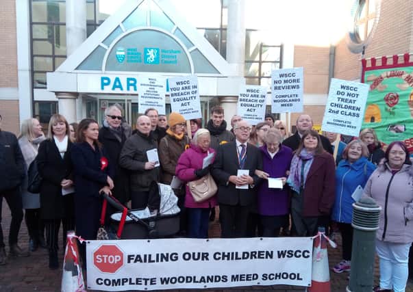 Cabinet member for education and skills Nigel Jupp pictured with Woodlands Meed campaigners late last year