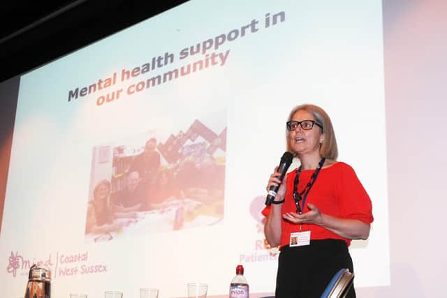 West Sussex Mind chief executive Katie Glover, speaking at a public meeting in Littlehampton in 2018. Photo by Derek Martin DM18102743a