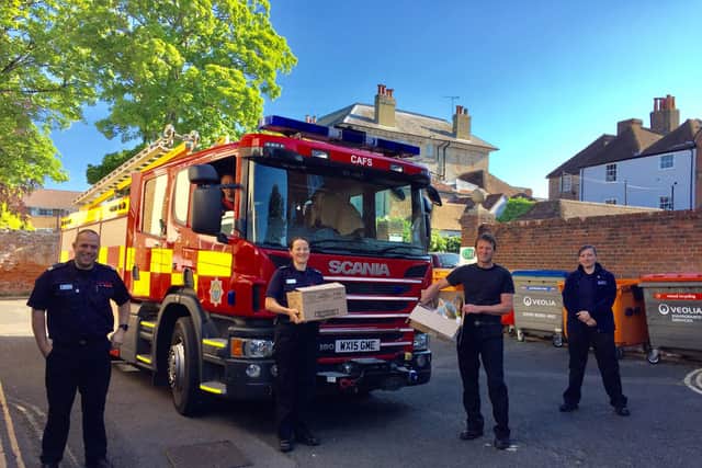 Chichester Red Watch delivering supplies to the charity Stonepillow