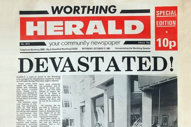 Worthing Herald Great Storm special edition, published on Saturday, October 17. 1987