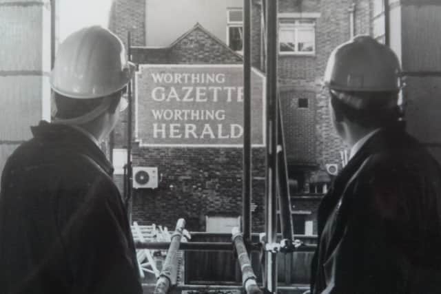 Looking from Cannon House, as it was built built, back at the original Worthing Gazette offices, later taken over by the Worthing Herald