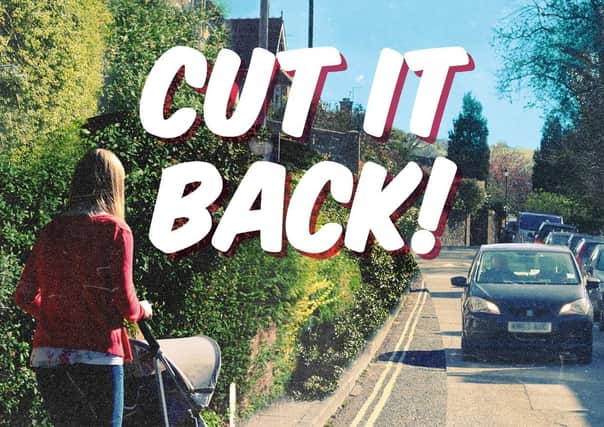 A Cut It Back campaign on trees and hedges which overhang roads or pavements SUS-150105-083723001